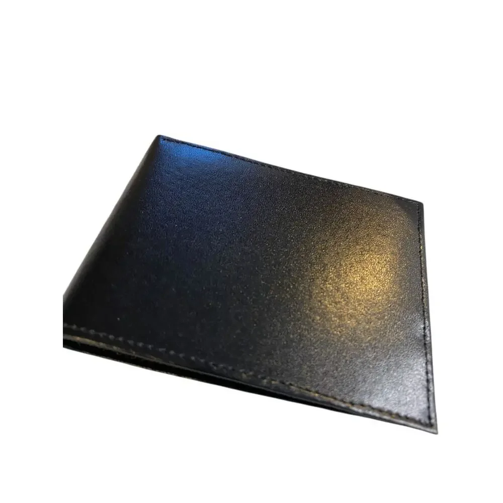New Black Bifold Mens Split Grain Leather Wallet